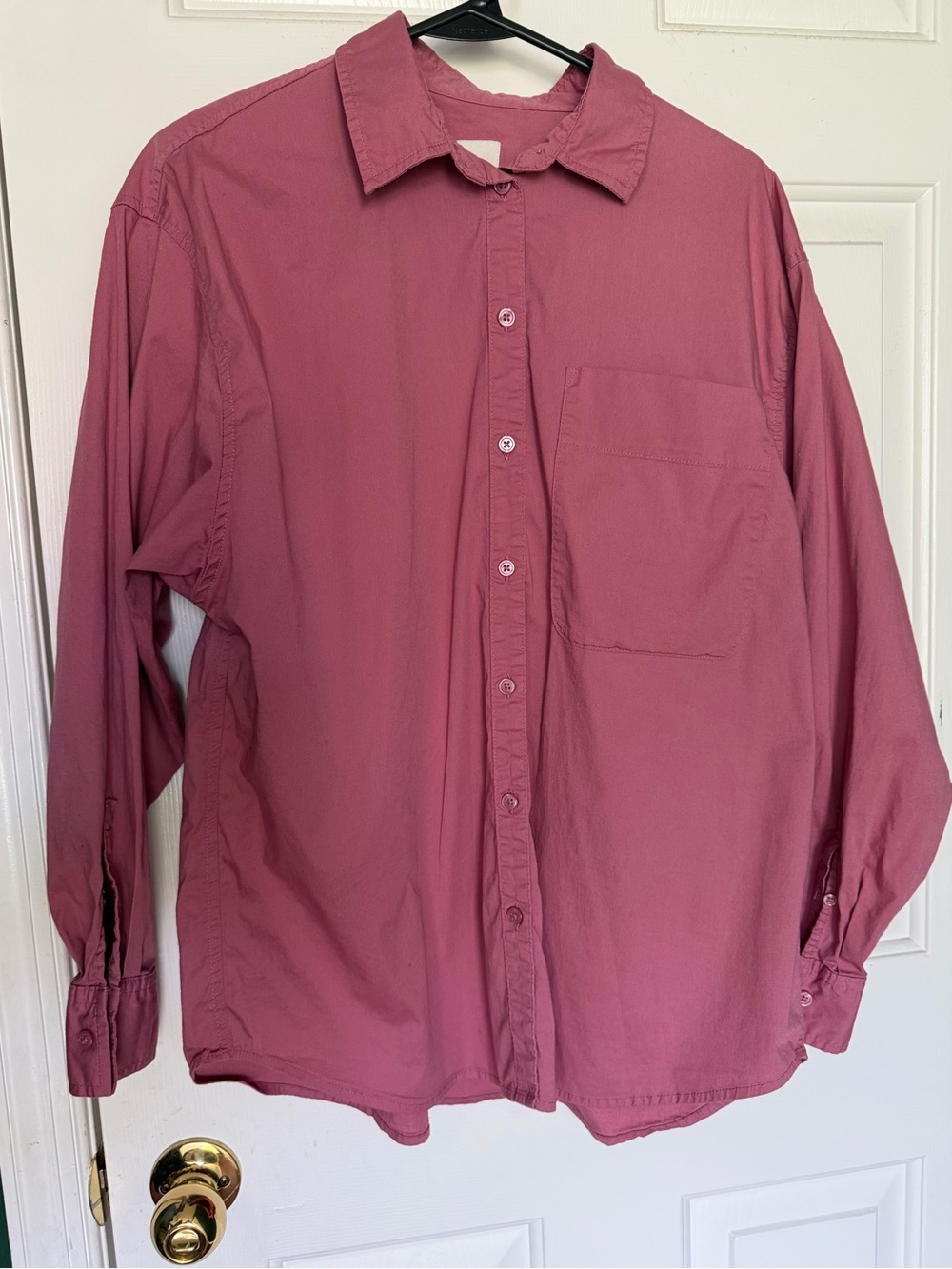 Women’s Long-Sleeve Pink Button-Down Shirt